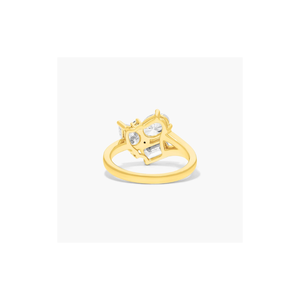 แหวนเพชรหมั้นผู้หญิงทองคำขาว 14K ประดับเพชรเม็ดเดี่ยวทรงคลัสเตอร์หลายรูปแบบ Three Stone Trois et Moi น้ำหนัก 1 กะรัต สี F ความสะอาด VS1 เพชรเพาะเลี้ยง - Product Image 2