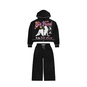 Conjunto Deportivo de Sudadera con Capucha para Hombre Six Trend, Estampado, Felpa, Informal, para Invierno, Negro, 100% Algodón, Logotipo Frontal, OEM/ODM - Product Image 3
