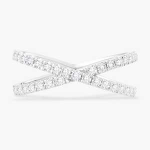Lab Grown Diamond Crossover Statement <b>Ring</b> 1.00ct Round Cut Half Eternity Cross Band 10K Pair Fine Jewelry for Women's Jewelry - Product Image 3