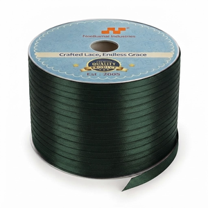 Cinta de Satén Verde Oscuro de 6mm, de una Sola Cara, Personalizable, Directo de Fábrica, Rollo de 350 Metros para Envoltura de Regalos de Navidad, Venta al por Mayor y Menor - Product Image 1