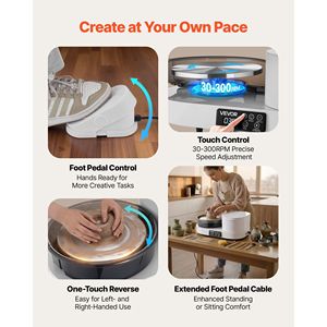 450W <b>Electric</b> <b>Table</b> Top Pottery Wheel for Adults 11\" Aluminum Turntable 30-300 RPM Adjustable for Clay Crafts - Product Image 5