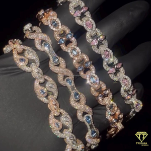 Premium handcrafted moissanite chain bracelets in <b>rose</b> <b>gold</b> and white <b>gold</b> finish designed for bridal fashion and luxury styling - Product Image 6