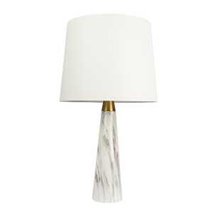 Lampe de table Enclave Hydro blanche avec interrupteur marche/arrêt, base en faux marbre et abat-jour en tissu - Product Image 1