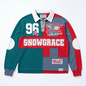 Camiseta de Voleibol para Niños Snowgrace, Diseño de Parches, Manga Corta, Cuello en V, Transpirable, Corte Holgado, Primavera/Verano - Product Image 1