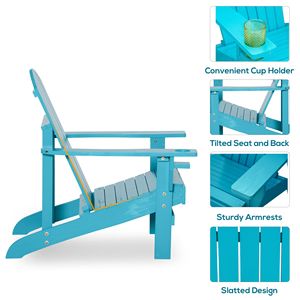 Sedia a sdraio classica Adirondack con portabicchieri integrato, blu cielo intenso, per patio, giardino, falò, terrazza - Product Image 5