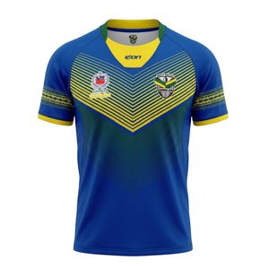 Maillot de rugby personnalisé en Spandex/Polyester à col en V, séchage rapide, respirant, anti-UV, avec impression par sublimation et logo frontal - Product Image 1