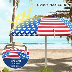 Ombrellone da Spiaggia con Bandiera Americana da 1,75 m per Viaggi all'Aperto - Product Image 4