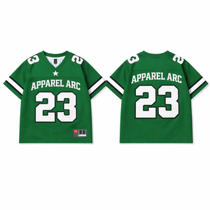 Maillot de football personnalisé en mesh vert 23 APPAREL ARC, T-shirt de sport unisexe, OEM, marque privée, vente en gros, USA, en vrac - Product Image 1