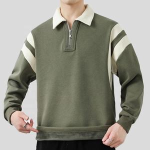 High Quality 65% Cotton 35% Polyester Long Sleeve Color Blocking Golf <b>Polo</b> <b>Shirt</b> Smart Casual Contrast Collar Sweatshirt For Men - Product Image 4