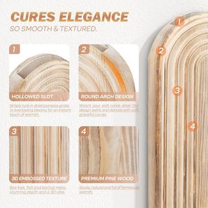 Ensemble de 2 vases muraux en bois de pin pour décoration de ferme - Jardinières suspendues pour l'intérieur, chambre, salon, salle de bain ou bureau - Product Image 5