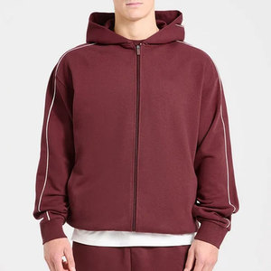 Sudadera con capucha de hombros caídos, de gran gramaje (500 g/m²), talla grande, con forro, para hombre, con cremallera completa, ropa al por mayor de alta calidad, sudaderas streetwear - Product Image 1