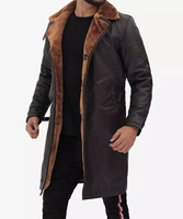 Erkek %100 Gerçek Kuzu Derisi Kaban Kışlık Shearling Uzun Kaban Şık Günlük Stil Bol Kesim Tüm Mevsimler İçin Nefes Alabilen Özellik