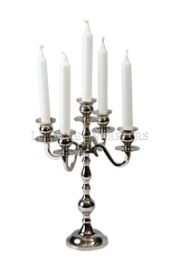 Modern Brass Menorah <b>Candle</b> Holder with Blue <b>Tapered</b> <b>Candles</b> for Hanukkah Religious Activities Decorative Home Table Display - Product Image 5