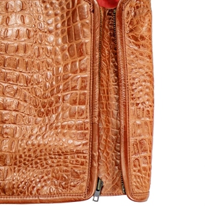 Gilet en cuir véritable gaufré crocodile personnalisé pour homme, style classique zippé, pour motard, fournisseur OEM - Product Image 4