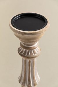 Portavelas de Madera Blanca Envejecida Hechos a Mano, Juego de Candelabros Tallados, Decoración Rústica para Mesa de Estilo Campestre - Product Image 2