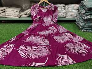 Vestido midi morado con estampado tropical y cuello en V para mujer, vestido informal de verano de corte holgado con manga casquillo - Product Image 6