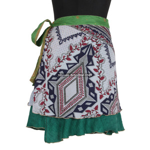 2026 New Best Style Magic <b>Wrap</b> Mini <b>Skirt</b> Women Wear Vintage Silk Sari Short Length <b>Wrap</b> <b>Around</b> Mini <b>Skirt</b> 2 Layer Reversible - Product Image 5