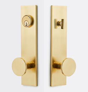 Poignée de porte double tendance en laiton et acier inoxydable pour meubles et maison, personnalisable avec serrure de passage et de confidentialité - Product Image 2