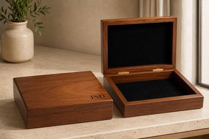 Boîte de présentation de bijoux en bois classique artisanale de luxe avec couvercle en verre, étui de rangement durable pour bijoux - Product Image 4