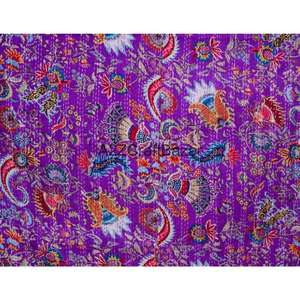 Couverture Kantha réversible vintage faite à la main en coton biologique imprimé floral de haute qualité, écologique, style indien, très vendue pour la maison - Product Image 2