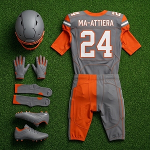 Custom Men's Orange Gray American Football Uniform <b>Padded</b> Jersey <b>Pants</b> Set Sports Team Apparel - Product Image 5