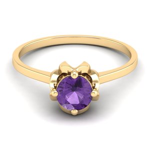 Bague en or 14 carats avec améthyste taille brillant rond de 0,84 ct pour femme, prix d'usine REYES, bijoux de luxe pierre de naissance - Product Image 6