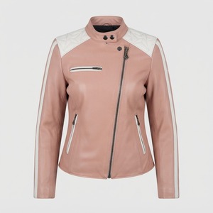 Chaqueta de Motocicleta de Cuero Genuino para Mujer, Estilo Americano Corto, Venta al Por Mayor OEM - Product Image 1
