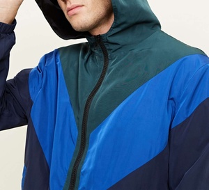 New Design Custom Rain Jacket High Quality Breathable Sportswear Windbreaker Jacket Plus Size Color <b>Block</b> Nylon Windproof Jacket - Product Image 5