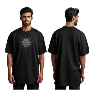 T-shirt surdimensionné pour homme noir avec strass motif étoile, graphisme cristallin, décontracté, en coton - Product Image 2
