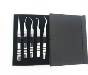 RMI chaud incurvé cils pointu pince à épiler noir 75 90 degrés boîte emballage fibre pointe diamant pointe logo cils Extension pince à épiler carte boîte - Product Image 1