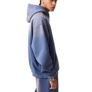 Ensembles de sweats à capuche pour hommes, coupe oversize, pull uni 100% coton molletonné, délavé à l'acide, épaules tombantes, vêtements de survêtement, fabrication - Product Image 3