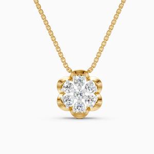 Delicados pendientes redondos con racimo floral de diamantes cultivados en laboratorio de 0,32 quilates en oro amarillo, blanco y rosa de 9 quilates. - Product Image 3