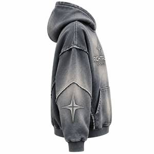 Sweat-shirt à capuche pour homme, coupe classique, en molleton 100% coton, logo brodé effet vieilli, service OEM, haute qualité - Product Image 3