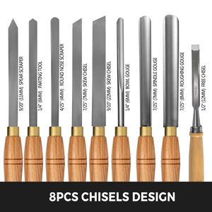 Set di 8 Scalpelli per Tornio in Acciaio HSS per Legno, Utensili per Intaglio e Taglio del Legno Duro con Set di Strumenti in Legno per Conservazione (Bonus) - Product Image 3