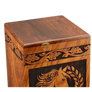 Urne funéraire en bois de rose sculptée à la main AYAANS, très vendue, pour cendres d'adultes, urnes funéraires en gros (6X6X11)IN - Product Image 2