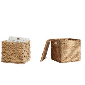 Boîte de rangement SHELF CUBE en jonc de mer et jacinthe, pour l'organisation domestique, avec poignées découpées, option pliable - Product Image 6