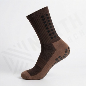 Brown Crew <b>Socks</b> Solid Color Knitted Breathable Polyester Spandex <b>Men</b> Women Daily Wear Casual Autumn Season Standard Thickness - Product Image 3