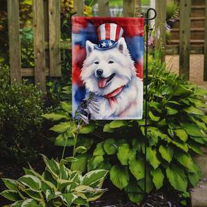 Samoyedo patriótico americano Multicolor jardín bandera buzón decorativo patio bandera Banner para Patio ilustraciones para camas de flores jardines - Product Image 2