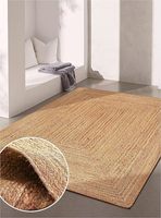 Alfombras de Yute de Fibra Natural - Tamaño Personalizado, Hechas a Mano, Reversibles, Sostenibles, Estilo Bohemio, Pelo Mediano, Base de Yute Gruesa, para Sala de Estar