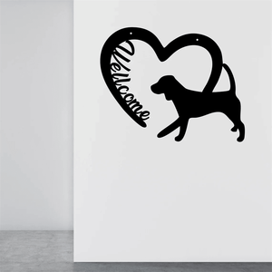 Insegna di benvenuto rustica in metallo stile farmhouse con ritagli a forma di cuore e cane per decorazioni da veranda, giardino, cortile - Decorazione da parete - Product Image 2
