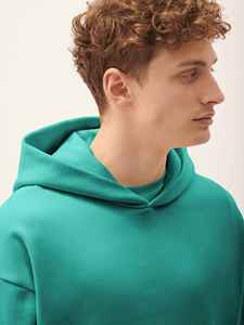 Sweat-shirt à capuche pour homme, couleur turquoise, coupe classique, décontracté, automne, couleur unie, tricoté en molleton bouclette, avec poches, OEM ODM, logo X - Product Image 6