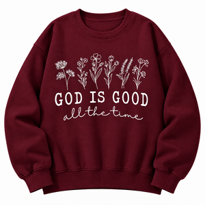 Sudadera Oversize de Algodón 100% con Cuello Redondo y Forro Polar, Diseño Gráfico 'God Is Good All the Time', Top Casual de Manga Larga - ¡Venta Caliente! - Product Image 4