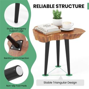 Solid Teak Wood End Table Brown Outdoor Furniture - Product Image 4