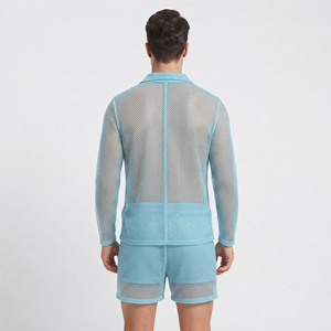 See Through <b>Bodysuit</b> Shorts Set Women Cropped <b>Sheer</b> Mesh T Shirt Transparent Shorts Two Piece Clubwear Crop Mesh Shorts Set - Product Image 4