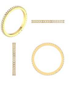 Bague d'éternité complète minimaliste 1.10 carats diamant taille poire certifié IGI 14K or massif anniversaire de mariage fête de fiançailles - Product Image 1