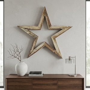 Starline Sculpture d'étoile en bois artisanale, style rustique et céleste, pour décoration de table et murale, pièce maîtresse décorative pour la maison - Product Image 2