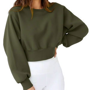 Stylish <b>Womens</b> Winter Oversized Cropped Sweatshirt Soft <b>Fleece</b> Breathable Front Logo Pullover Casual Streetwear Trendy <b>Top</b> - Product Image 1
