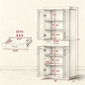 Mobile da Cucina Regolabile con Ripiani da 30x15,75x72 Pollici - Product Image 6