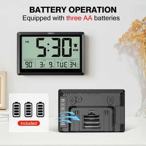 10.4 Inch Battery Operated <b>Wall</b> <b>Clock</b> with Large Display <b>Digital</b> Calendar <b>for</b> Indoor Temperature/Humidity/Date/Day - Product Image 3