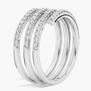 Bague de fiançailles, de mariage et d'anniversaire de luxe en or plaqué 18 carats avec plusieurs rangées de diamants cultivés en laboratoire - Product Image 3